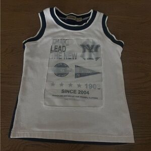 Khaki Kids Mesh Jersey Tank Top White Navy Size 5/6 Yankees New York